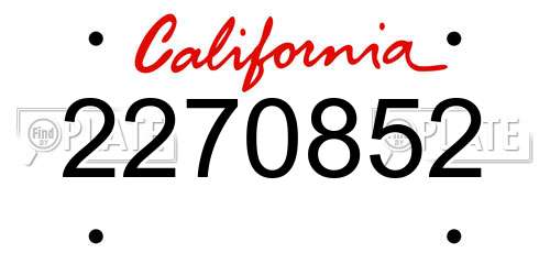 2270852 California License Plate