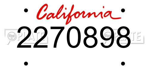 2270898 California License Plate