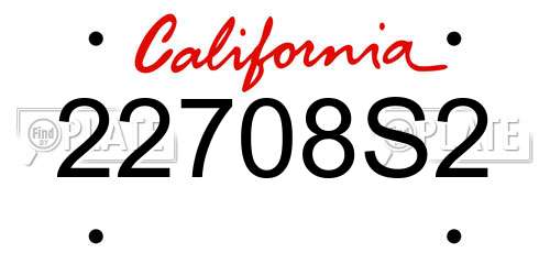 22708S2 California License Plate