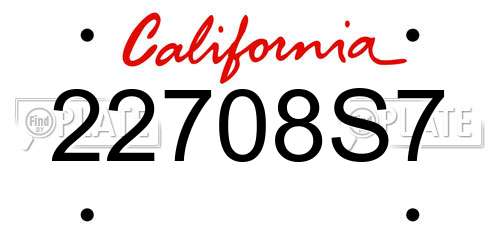 22708S7 California License Plate