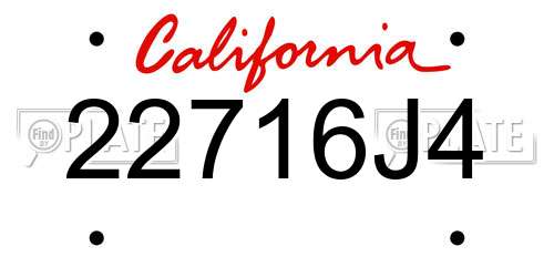22716J4 California License Plate