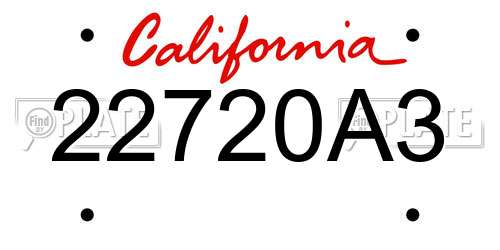 22720A3 California License Plate