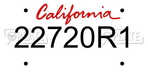 22720R1 California License Plate