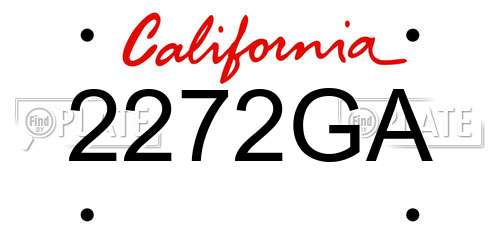 2272GA California License Plate