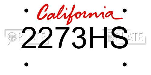 2273HS California License Plate