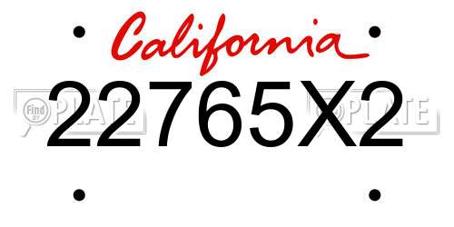 22765X2 California License Plate