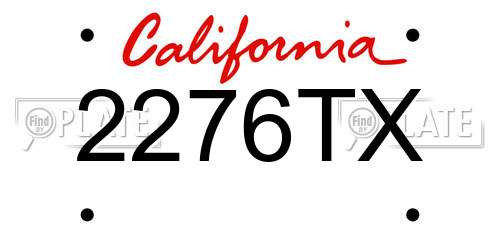 2276TX California License Plate