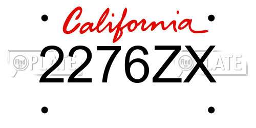 2276ZX California License Plate