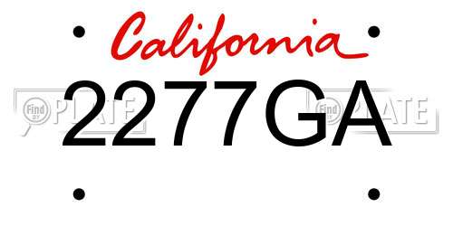 2277GA California License Plate