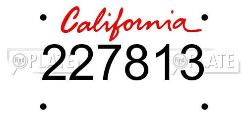 227813 California License Plate