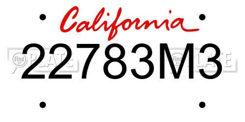 22783M3 California License Plate