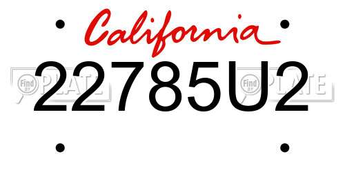 22785U2 California License Plate