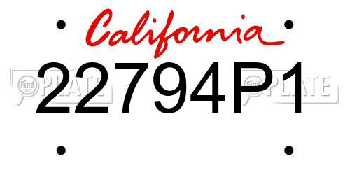 22794P1 California License Plate