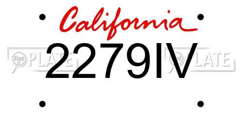 2279IV California License Plate
