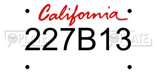 227B13 California License Plate