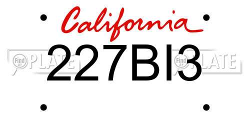227BI3 California License Plate