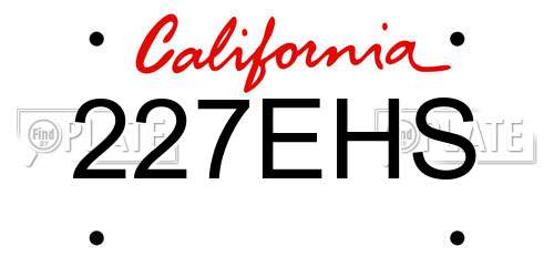 227EHS California License Plate