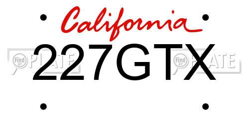 227GTX California License Plate