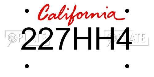 227HH4 California License Plate