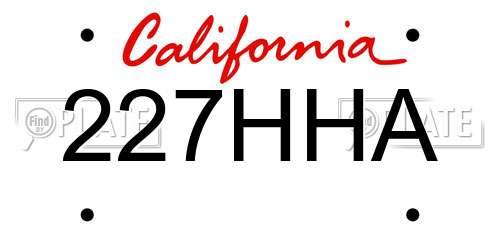 227HHA California License Plate