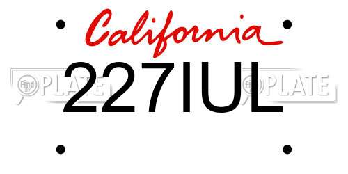 227IUL California License Plate
