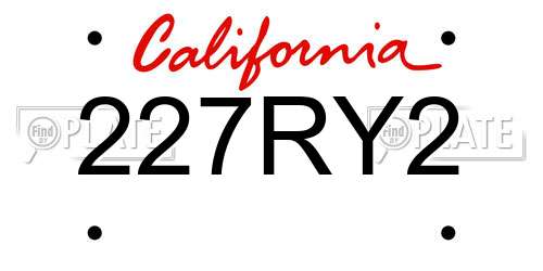 227RY2 California License Plate