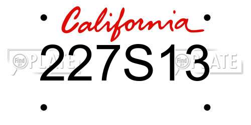 227S13 California License Plate