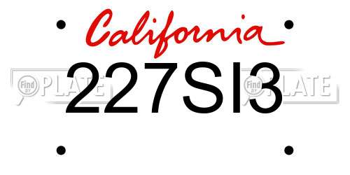 227SI3 California License Plate