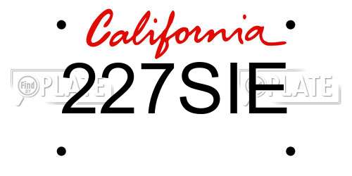 227SIE California License Plate