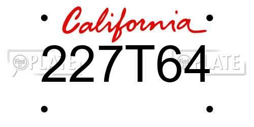 227T64 California License Plate