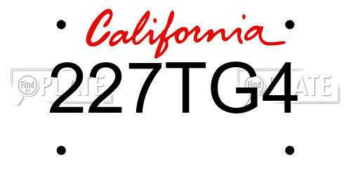 227TG4 California License Plate