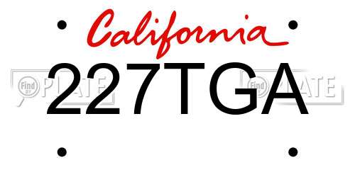 227TGA California License Plate