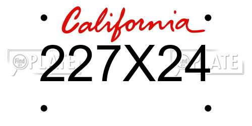 227X24 California License Plate