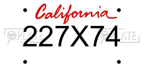 227X74 California License Plate