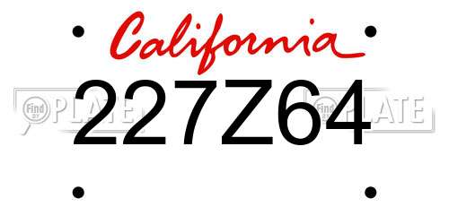 227Z64 California License Plate