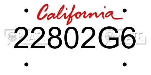 22802G6 California License Plate
