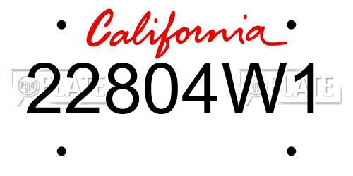 22804W1 California License Plate