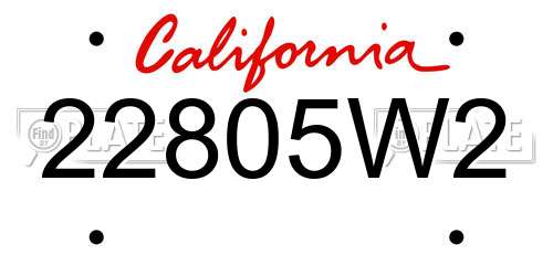22805W2 California License Plate