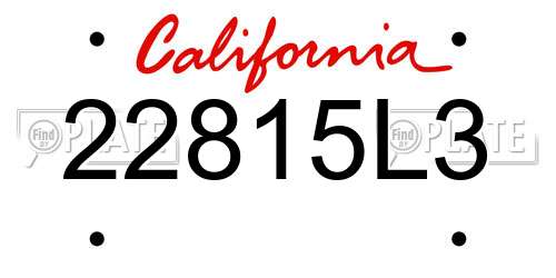 22815L3 California License Plate