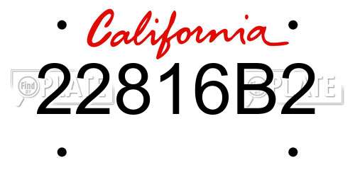 22816B2 California License Plate