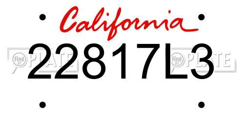 22817L3 California License Plate
