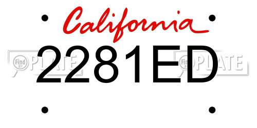 2281ED California License Plate