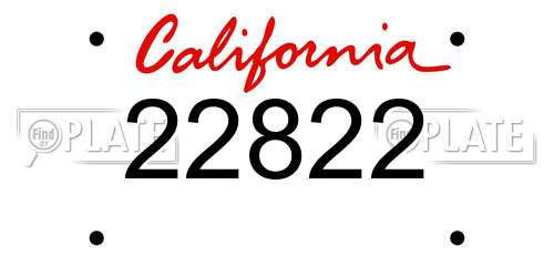 22822 California License Plate