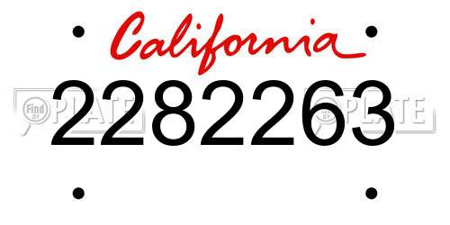 2282263 California License Plate