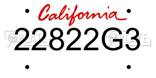 22822G3 California License Plate
