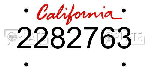2282763 California License Plate
