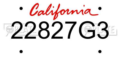 22827G3 California License Plate