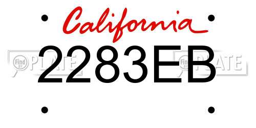 2283EB California License Plate