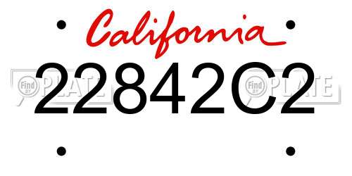 22842C2 California License Plate