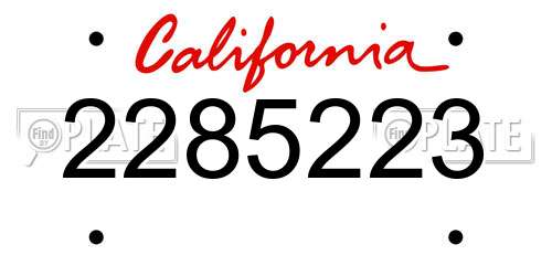 2285223 California License Plate